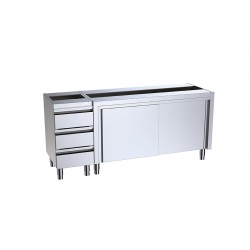 Mueble con cajones y puertas correderas fondo 700