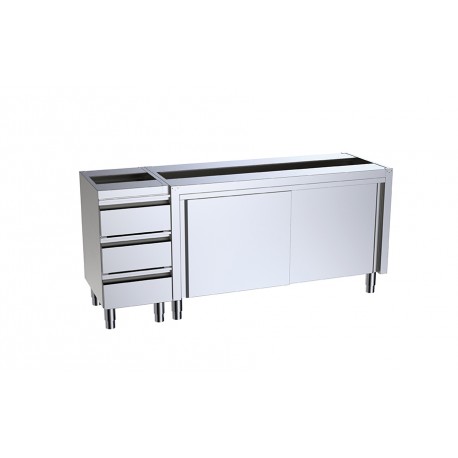 Mueble con cajones y puertas correderas fondo 700