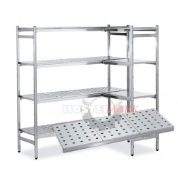 Estanterias angulares modulares en acero inoxidable perforadas