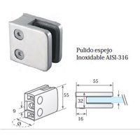 Clip prensacristal cuadrado 55X55X32 mm