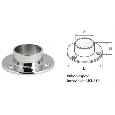 Soporte fijación suelo para tubo redondo