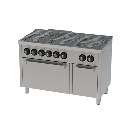 Cocina a gas 6 fuegos y horno gas 600 basic