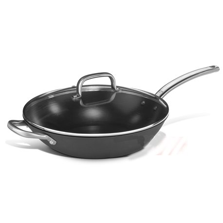 Wok con tapa de cristal acero Steel-Pro