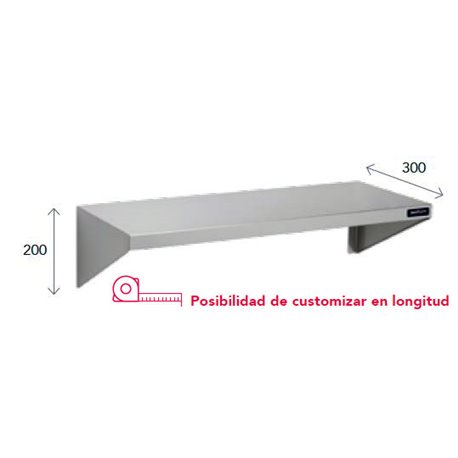 Estantería inoxidable a pared con cartelas desmontables