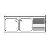 Fregadero de 1400x550 mm 2 cubetas