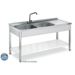 Fregadero de 1400x550 mm 2 cubetas