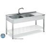 Fregadero de 1400x550 mm 2 cubetas