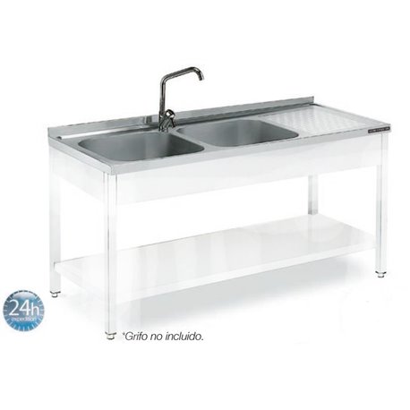 Fregadero de 1400x550 mm 2 cubetas