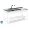 Fregadero de 1400x550 mm 2 cubetas