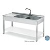 Fregadero de 1400x550 mm 2 cubetas