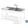 Fregadero de 1400x550 mm 2 cubetas