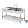 Fregadero de 1400x550 mm 2 cubetas