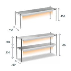 Estanteria de sobremesa de acero inoxidable con pantallas de calor