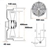 Ventilador aspirante Ø 400 con reja y soporte