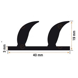 Burlete 40x19mm Perfil Caucho Esponjoso (1m)