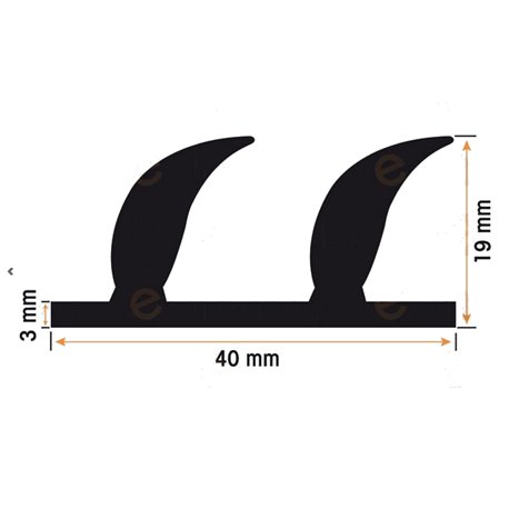 Burlete 40x19mm Perfil Caucho Esponjoso (1m)