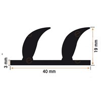 Burlete 40x19mm Perfil Caucho Esponjoso (1m)