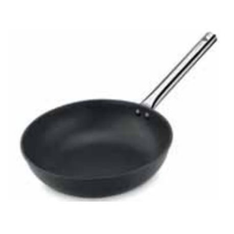 Wok antiadherente con mango acero-inox
