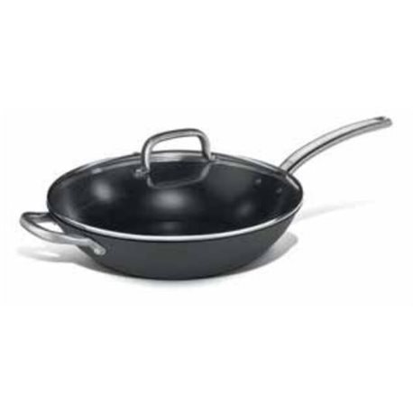 Wok con tapa antiadherente con mango acero-inox