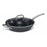 Wok con tapa antiadherente con mango acero-inox