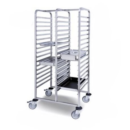 Carro doble 2x17 guías inoxidable