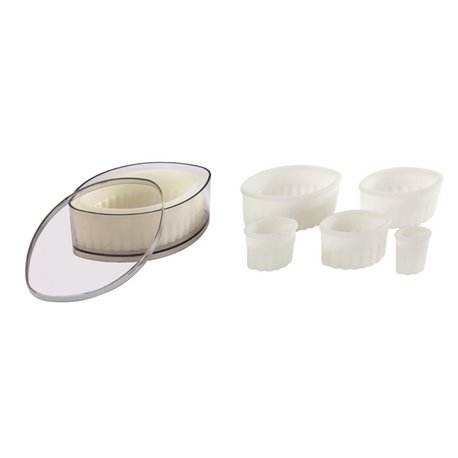 Caja de 7 cortapastas ovalados rizados de poliglas