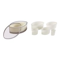 Caja de 7 cortapastas ovalados rizados de poliglas