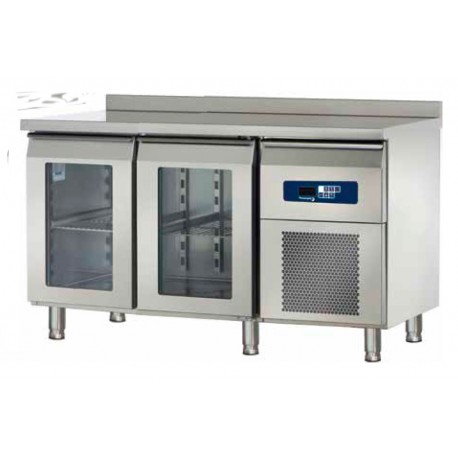 Mesa refrigerada inoxidable puertas cristal