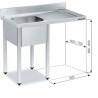 Fregadero de 1200x600 mm con espacio lavavajillas