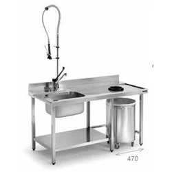 Mesa de prelavado para lavavajillas con desbarazado