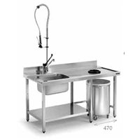 Mesa de prelavado para lavavajillas con desbarazado