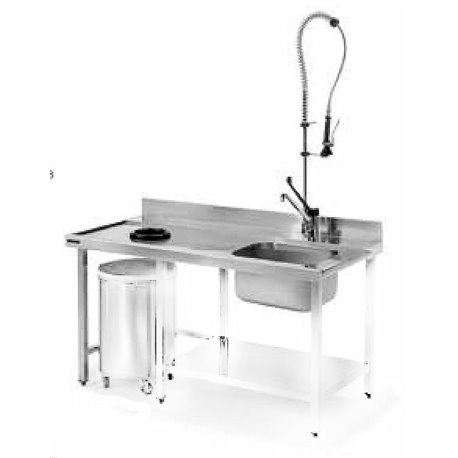Mesa de prelavado para lavavajillas con desbarazado